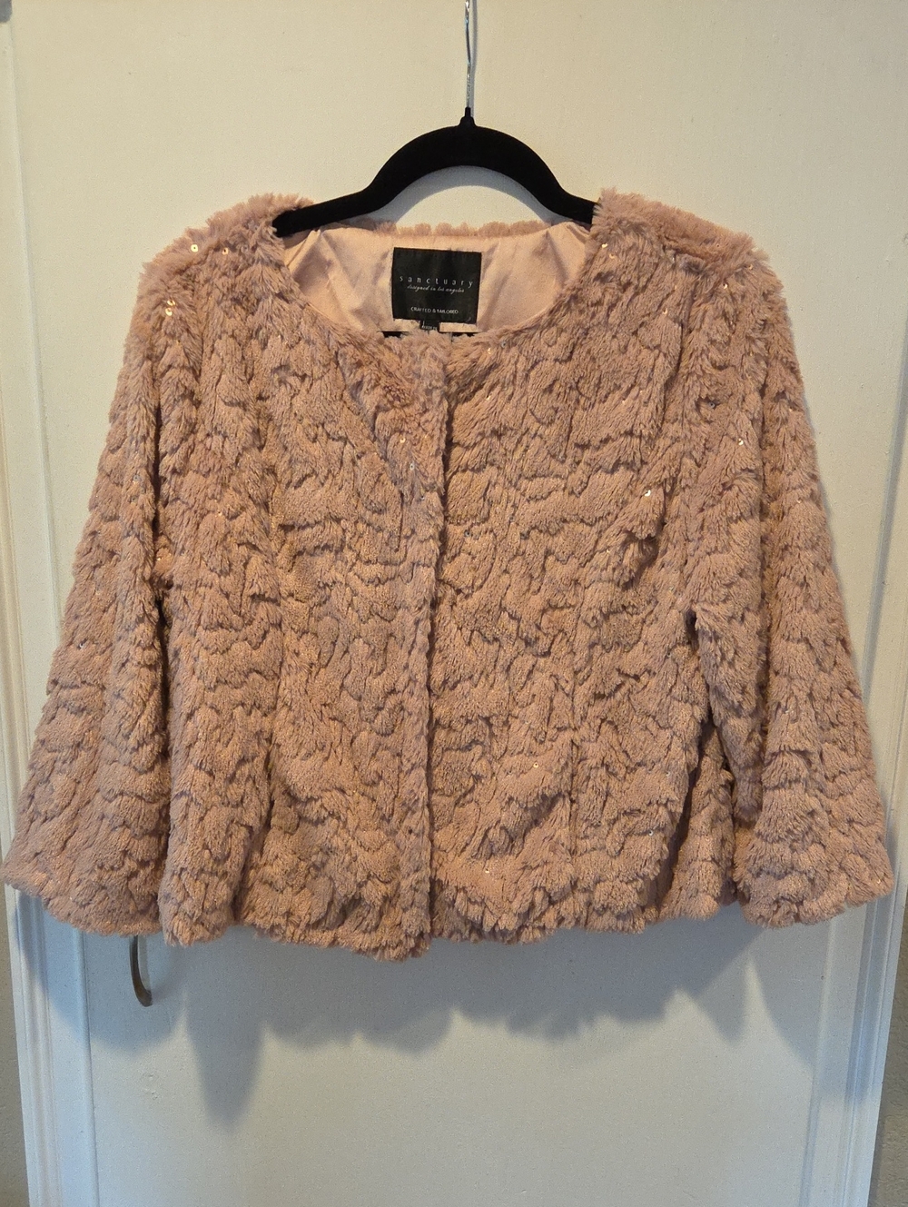 Sanctuary Faux Fur Sequin Jacket S